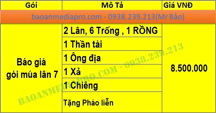 Báo Giá Múa Lân Khai Trương