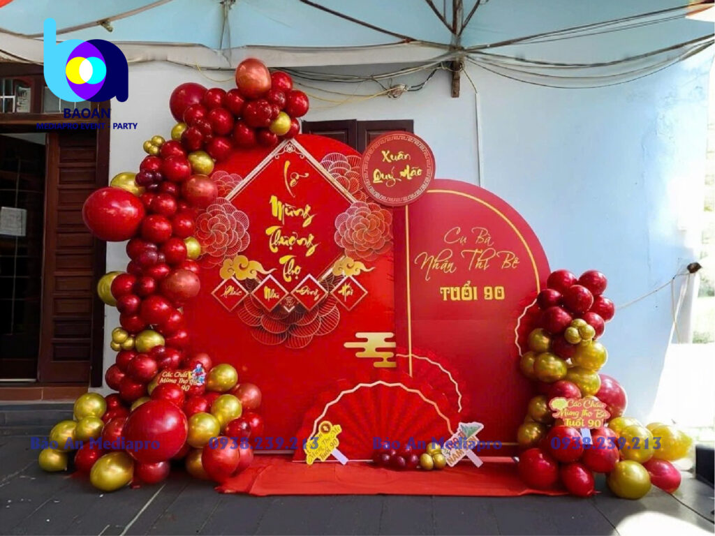 Trang trí backdrop Mừng Thọ
