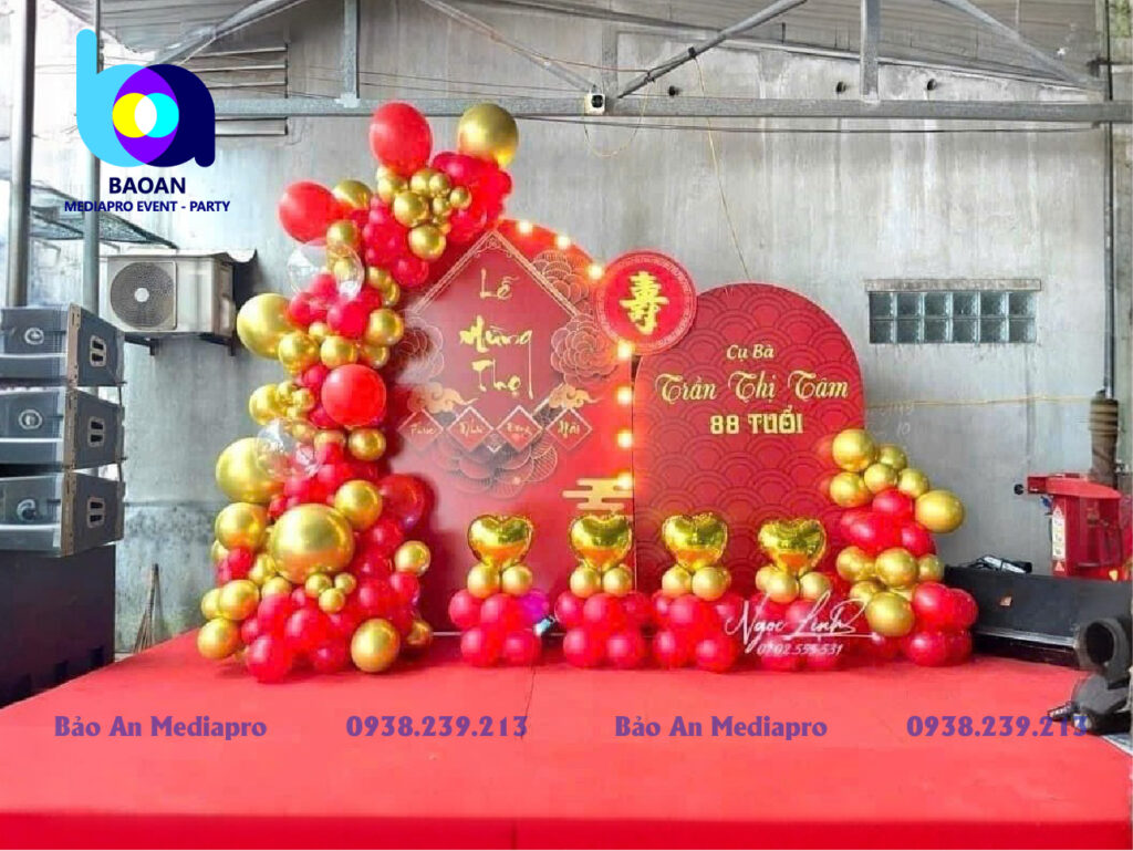 Trang trí backdrop Mừng Thọ